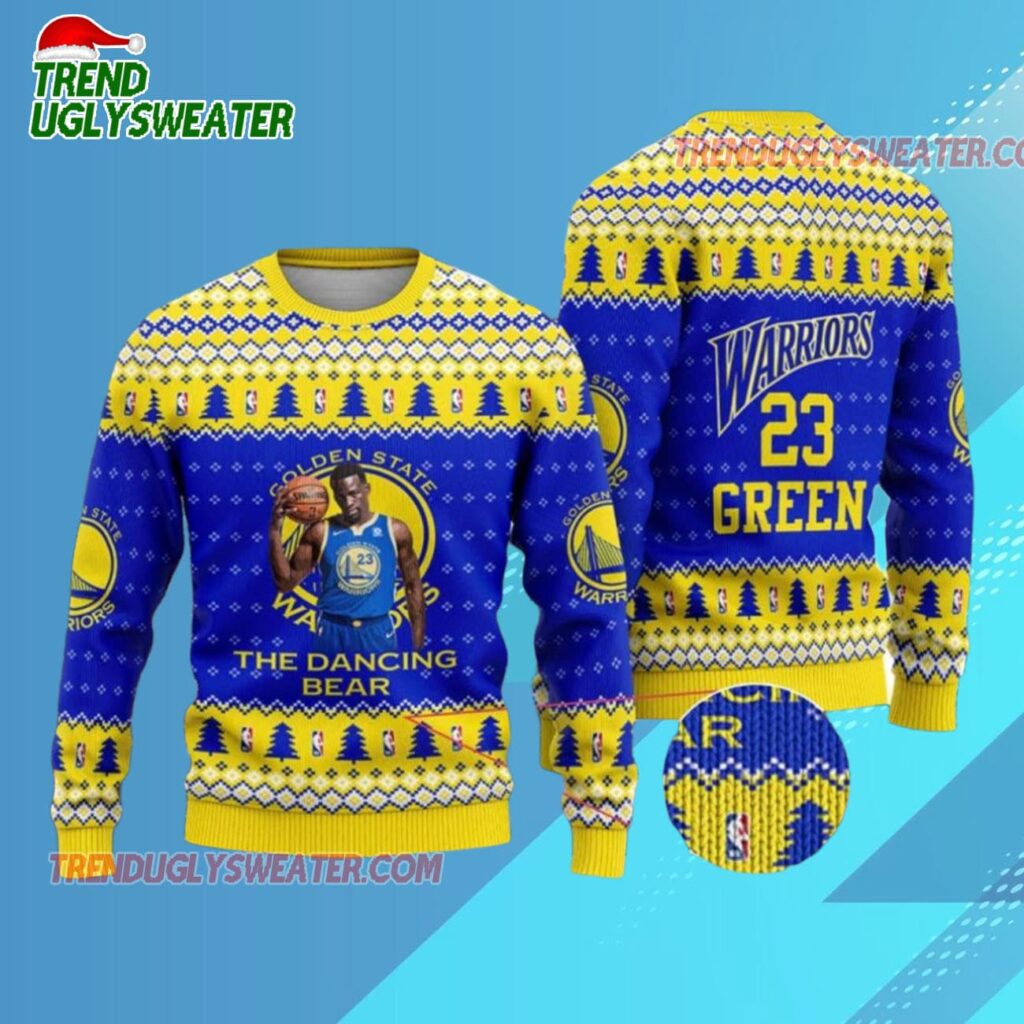 Golden State Warriors Dancing Bear Holiday Ugly Christmas Sweater 1