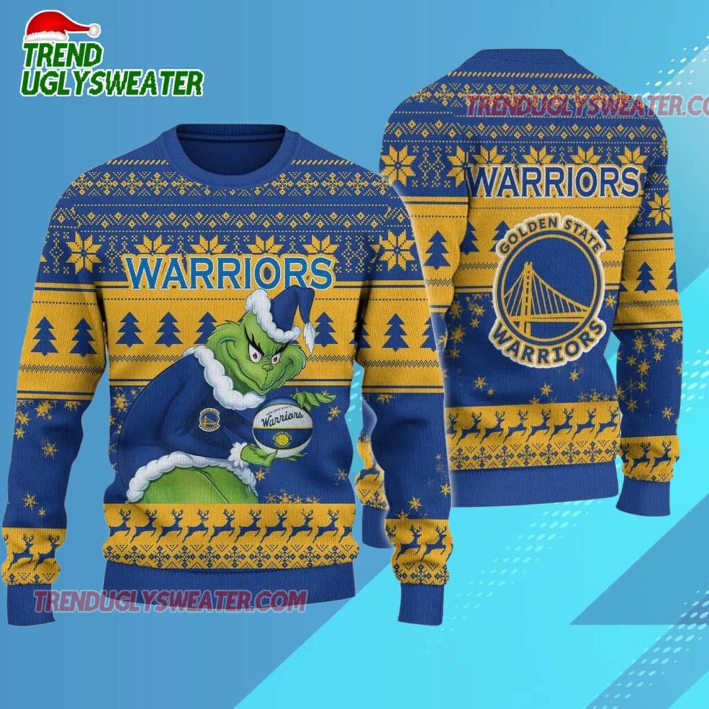 Golden State Warriors Grinch Stolen Ugly Christmas Sweater 1
