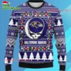 Grateful Dead X Nfl Baltimore Ravens Stealie Logo Ugly Christmas Sweater 1