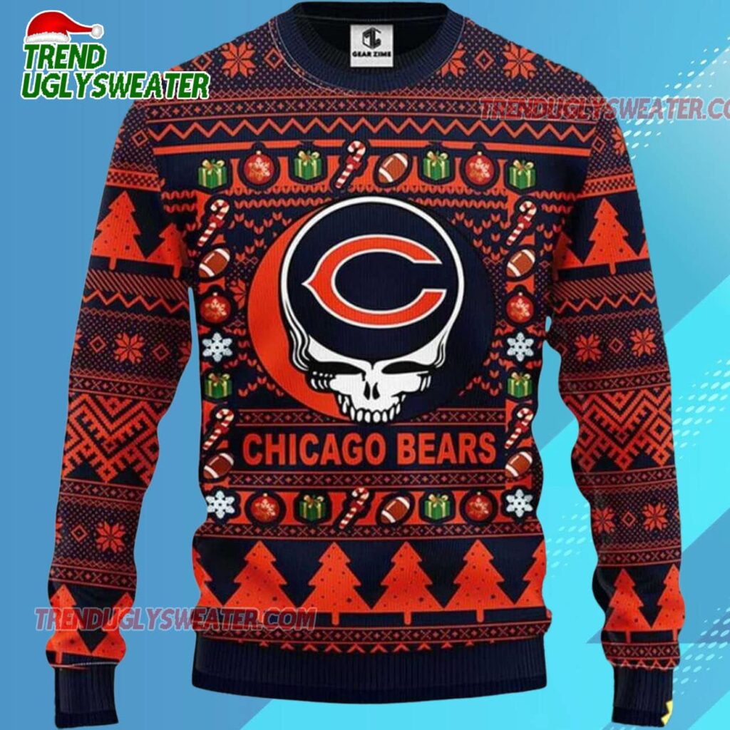Grateful Dead X Nfl Chicago Bears Stealie Logo Ugly Christmas Sweater 2