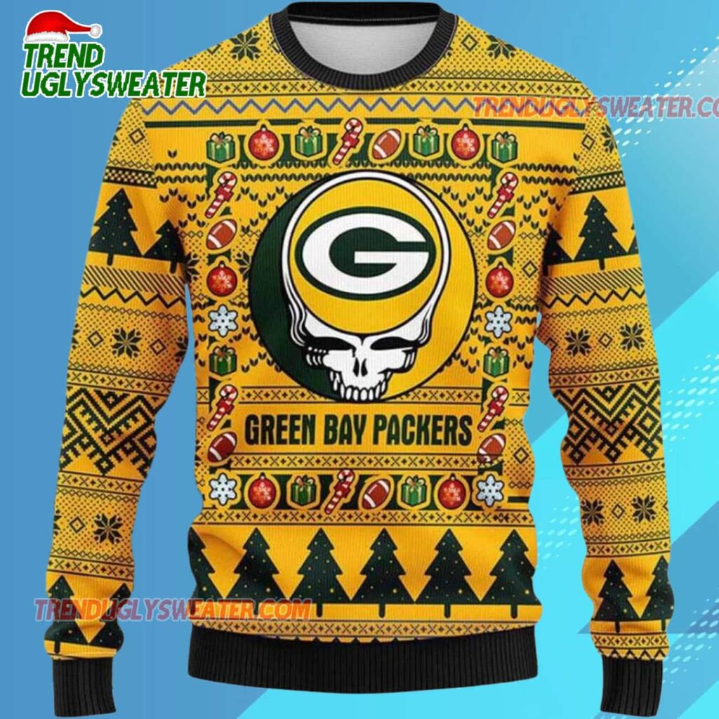 Grateful Dead X Nfl Green Bay Packers Stealie Logo Ugly Christmas Sweater 1