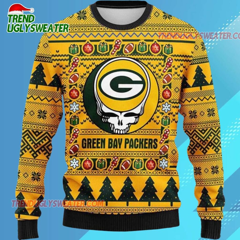 Grateful Dead X Nfl Green Bay Packers Stealie Logo Ugly Christmas Sweater 2