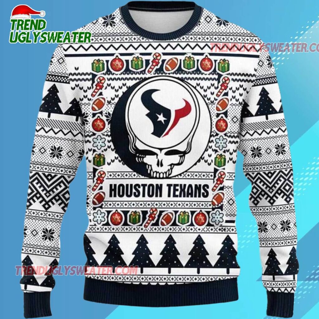 Grateful Dead X Nfl Houston Texans Stealie Logo Ugly Christmas Sweater 2