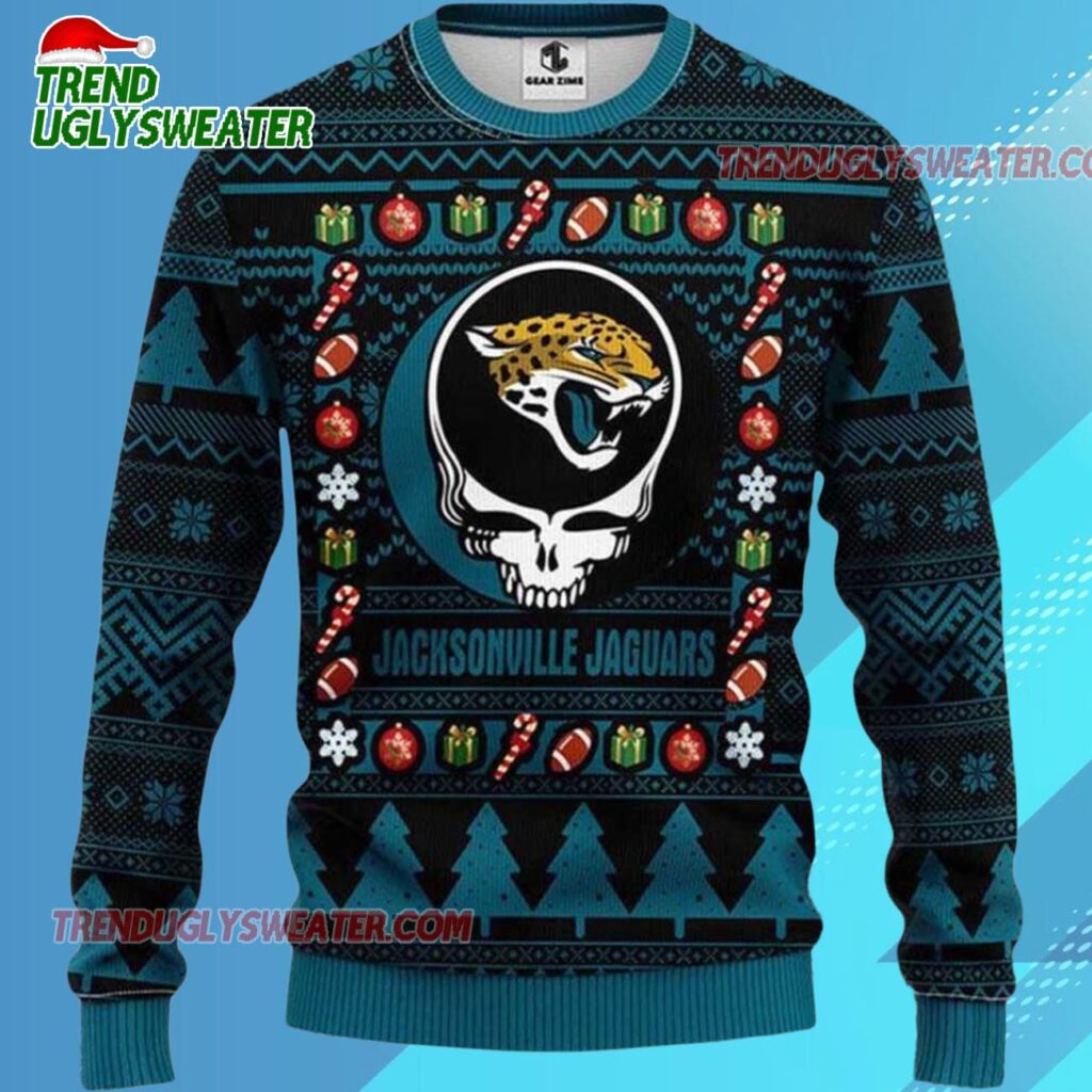Grateful Dead X Nfl Jacksonville Jaguars Stealie Logo Ugly Christmas Sweater 2
