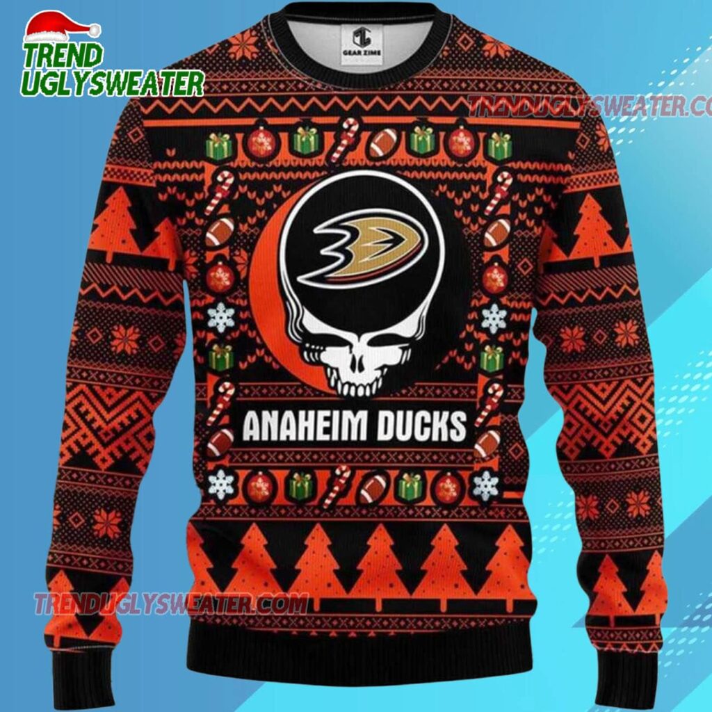 Grateful Dead X Nhl Anaheim Ducks Stealie Logo Ugly Christmas Sweater 1