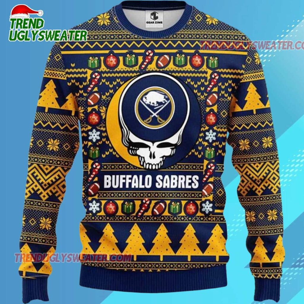 Grateful Dead X Nhl Buffalo Sabres Stealie Logo Ugly Christmas Sweater 2