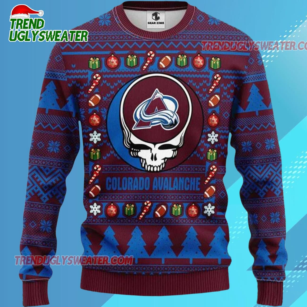 Grateful Dead X Nhl Colorado Avalanche Stealie Logo Ugly Christmas Sweater 2 Grateful Dead X Nhl Colorado Avalanche Stealie Logo Ugly Christmas Sweater 2