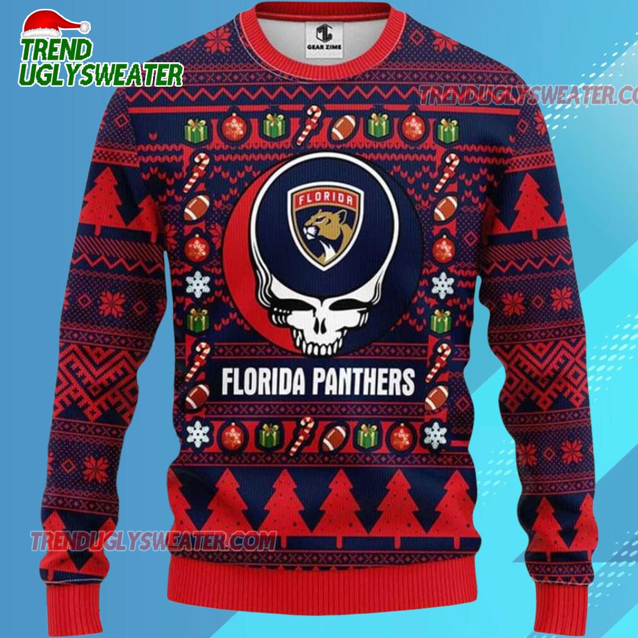 Grateful Dead X Nhl Florida Panthers Stealie Logo Ugly Christmas Sweater 1 Grateful Dead X Nhl Florida Panthers Stealie Logo Ugly Christmas Sweater 1