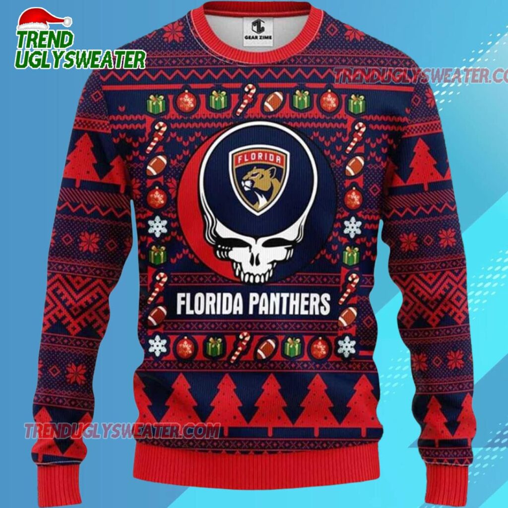 Grateful Dead X Nhl Florida Panthers Stealie Logo Ugly Christmas Sweater 2