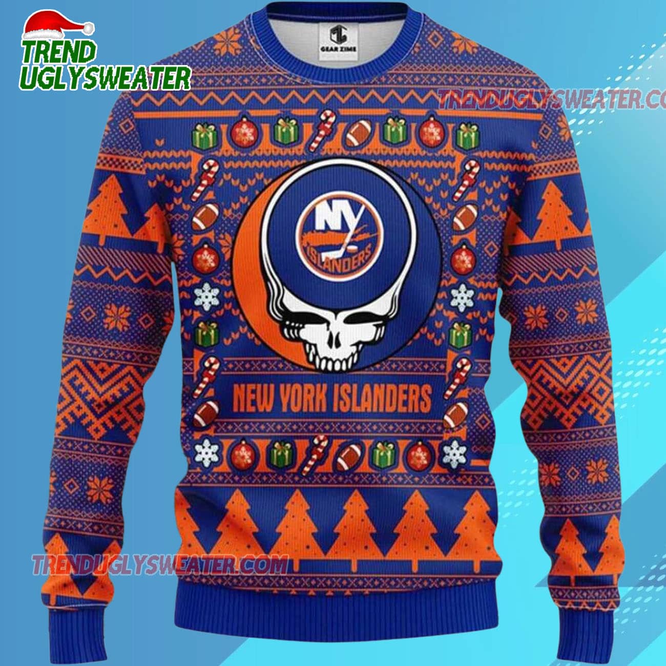 Grateful Dead X Nhl New York Islanders Stealie Logo Ugly Christmas Sweater 1 Grateful Dead X Nhl New York Islanders Stealie Logo Ugly Christmas Sweater 1