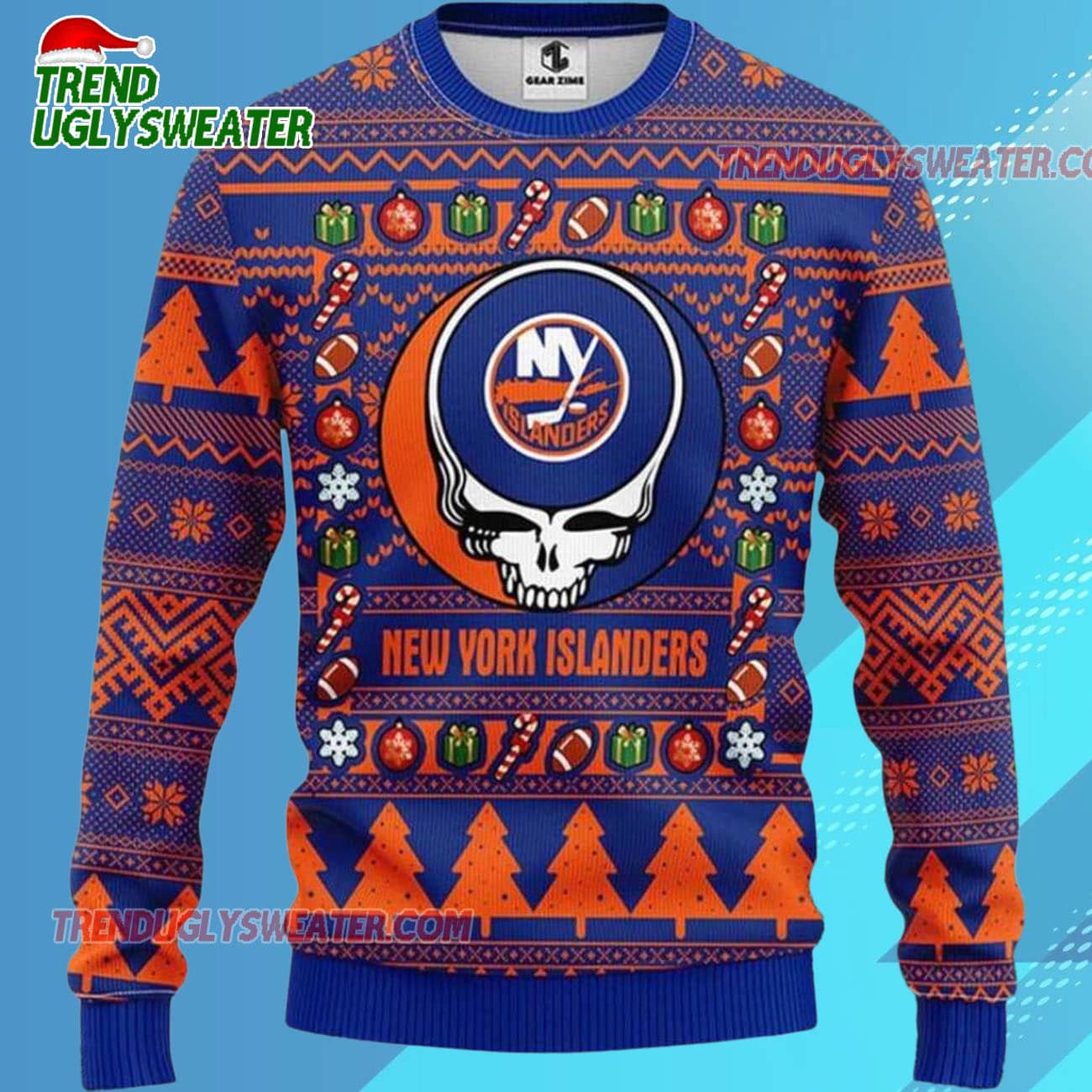 Grateful Dead X Nhl New York Islanders Stealie Logo Ugly Christmas Sweater 2 Grateful Dead X Nhl New York Islanders Stealie Logo Ugly Christmas Sweater 2