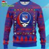 Grateful Dead X Nhl New York Rangers Stealie Logo Ugly Christmas Sweater 3 Grateful Dead X Nhl New York Rangers Stealie Logo Ugly Christmas Sweater 1