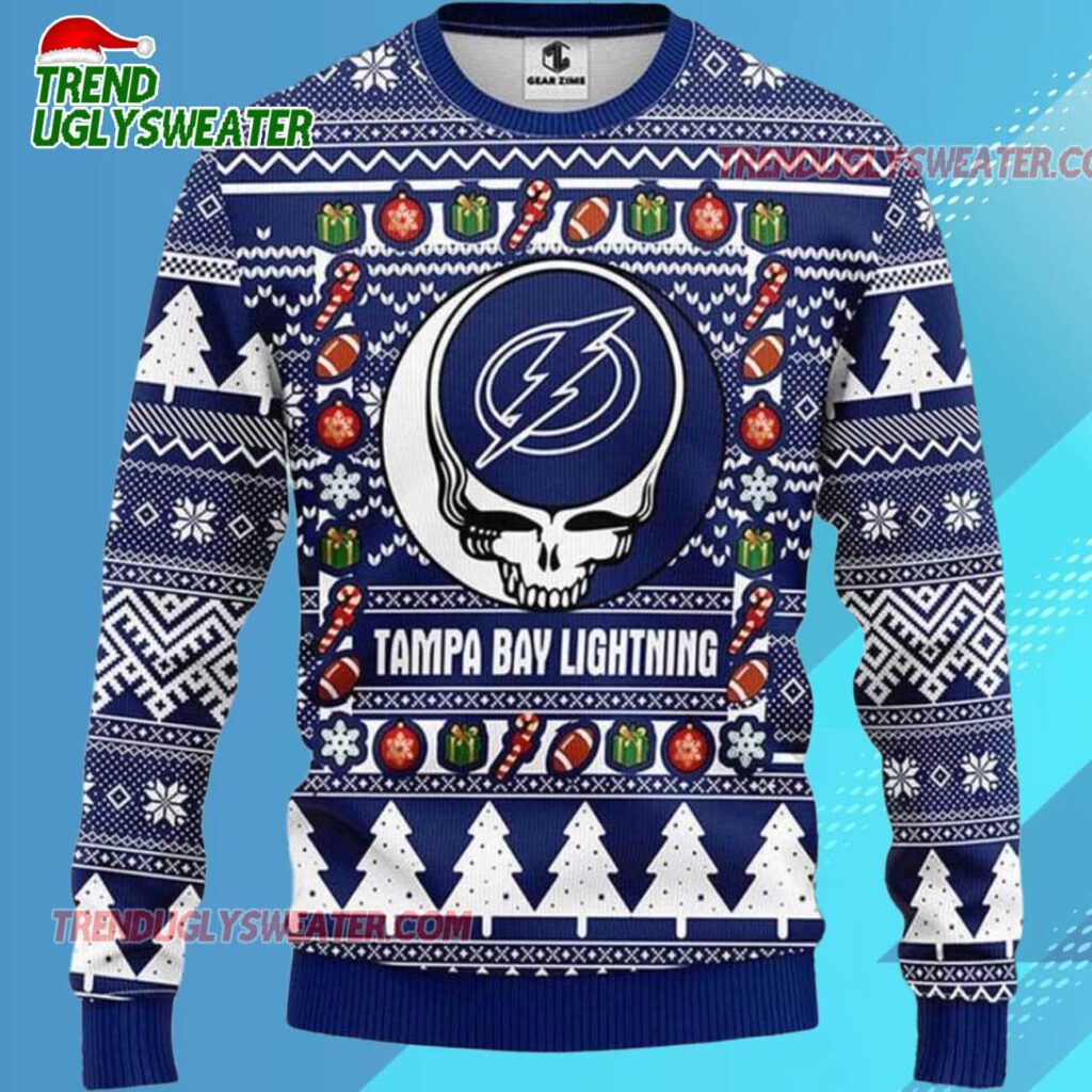 Grateful Dead X Nhl Tampa Bay Lightning Stealie Logo Ugly Christmas Sweater 2