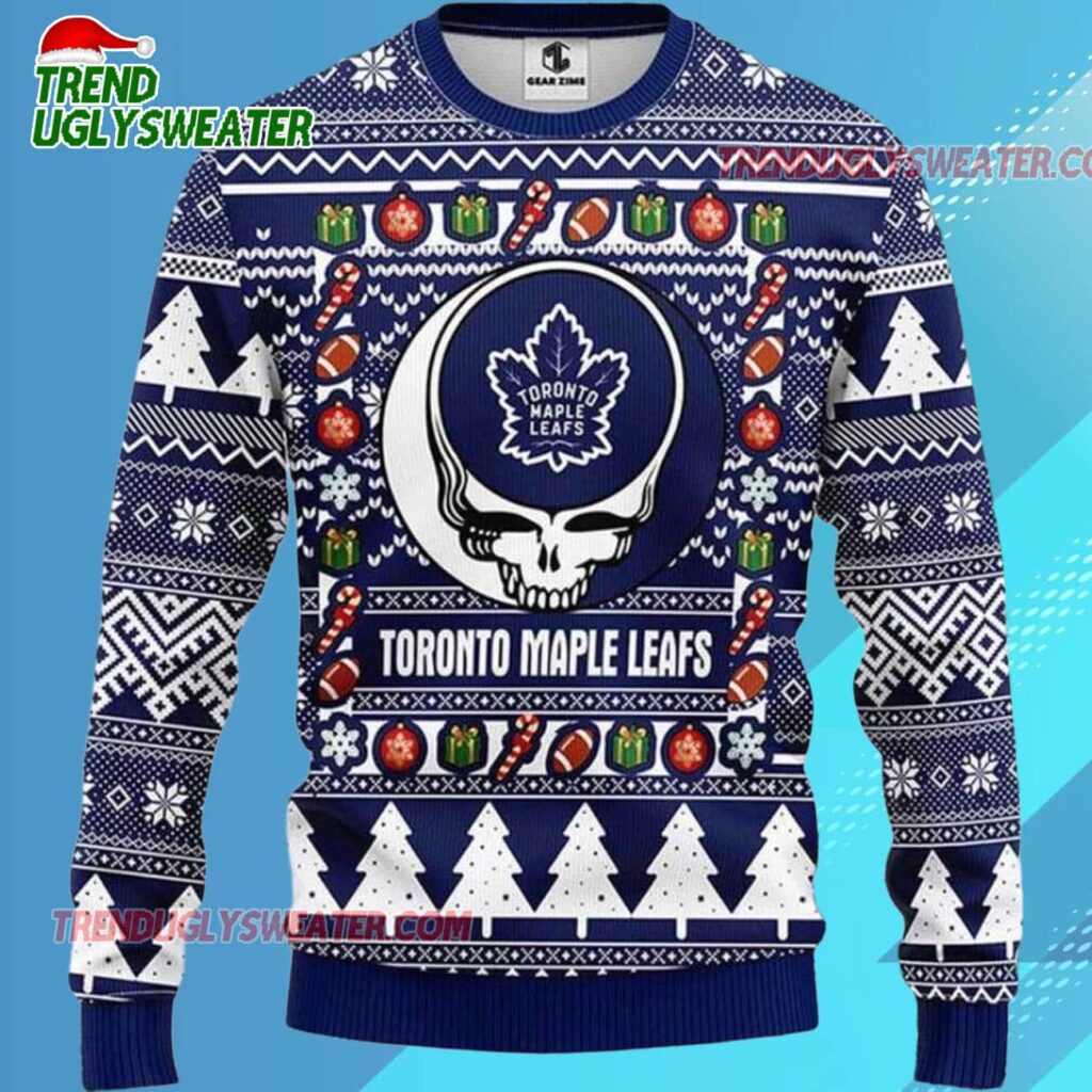 Grateful Dead X Nhl Toronto Maple Leafs Stealie Logo Ugly Christmas Sweater 2