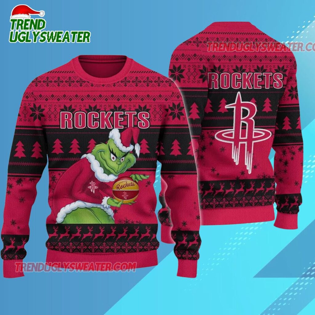 Houston Rockets Grinch Stolen Ugly Christmas Sweater 1