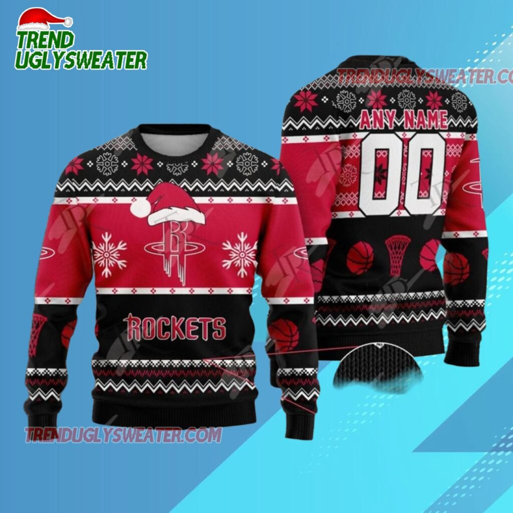Houston Rockets Holiday Hoops Ugly Christmas Sweater 1