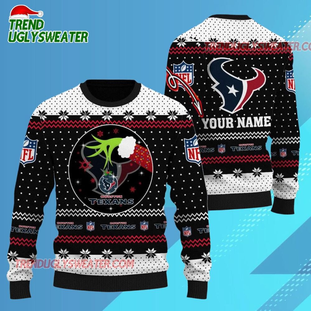 Houston Texans Nfl Grinch Hands Personalized Ugly Christmas Sweater