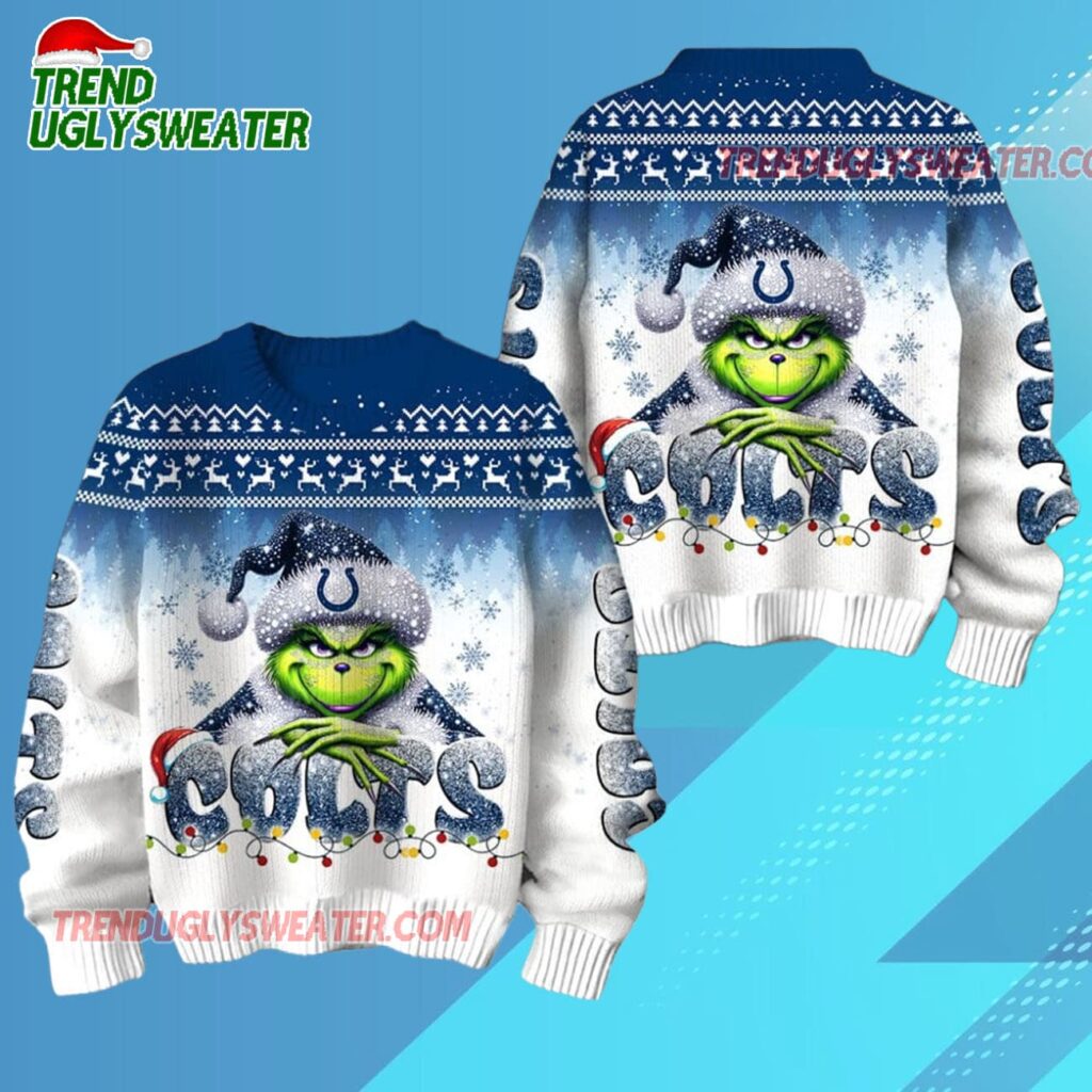 Indianapolis Colts Nfl X The Grinch 2025 Edition Ugly Christmas Sweater