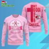 Kansas City Chiefs 2025 Nfl My God Is Stronger Than Breast Cancer Chritmas Sweater
