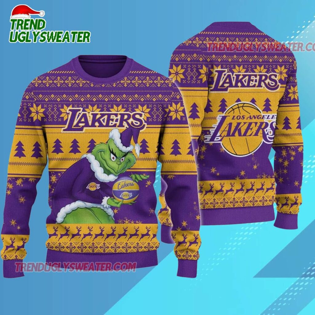 Los Angeles Lakers Grinch Stolen Ugly Christmas Sweater 1