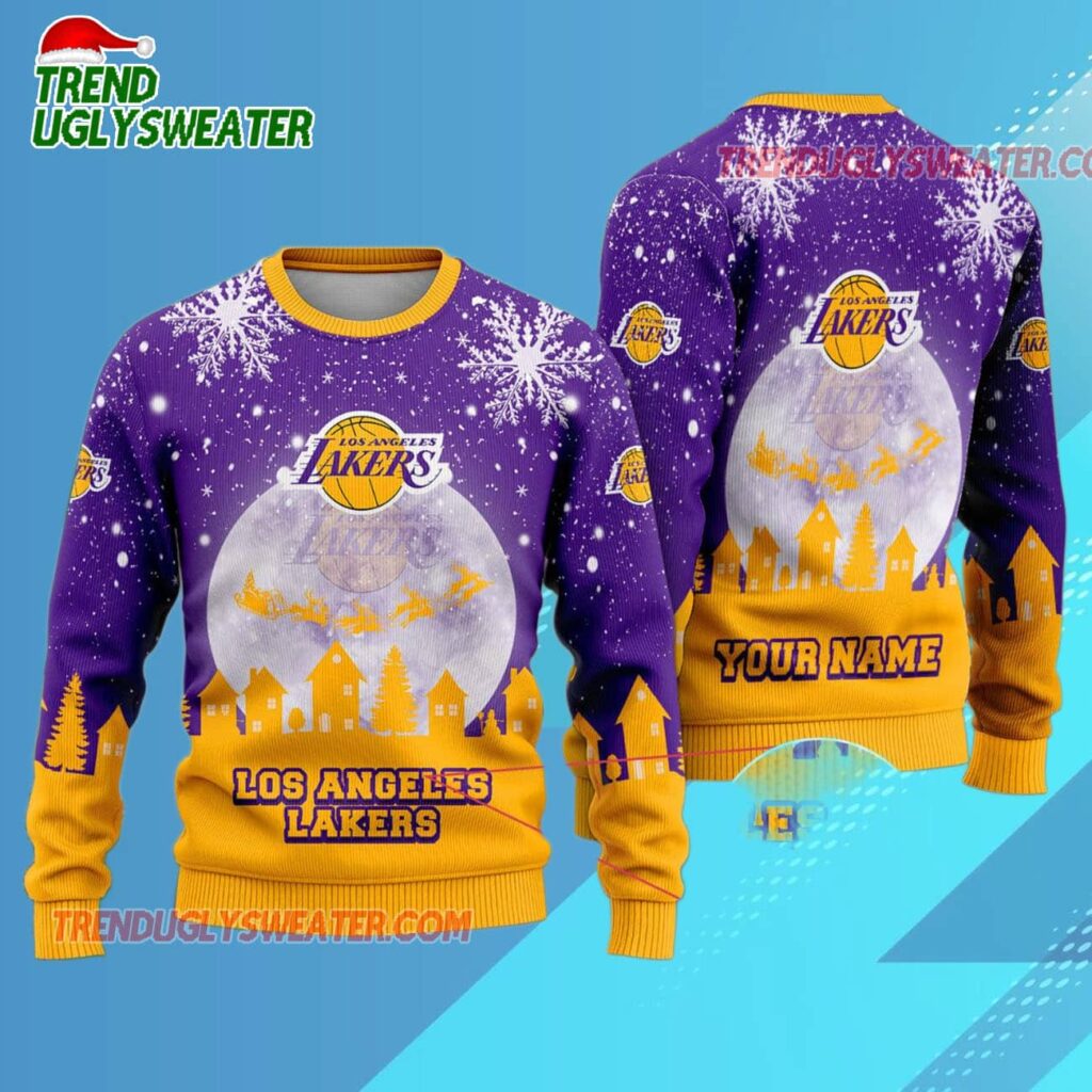 Los Angeles Lakers Moonlit Court Ugly Christmas Sweater 1