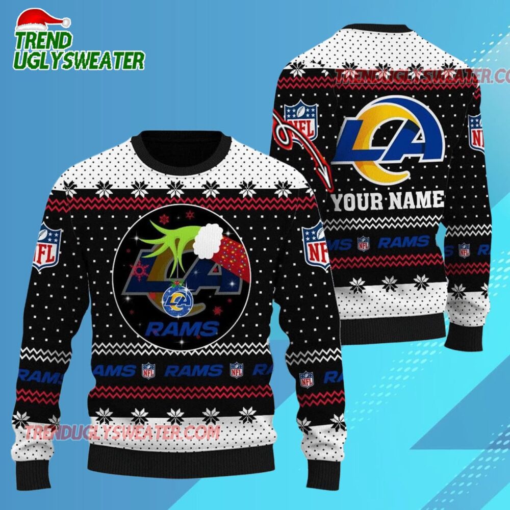 Los Angeles Rams Nfl Grinch Hands Personalized Ugly Christmas Sweater