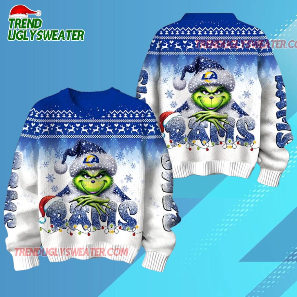 Los Angeles Rams Nfl X The Grinch 2025 Edition Ugly Christmas Sweater