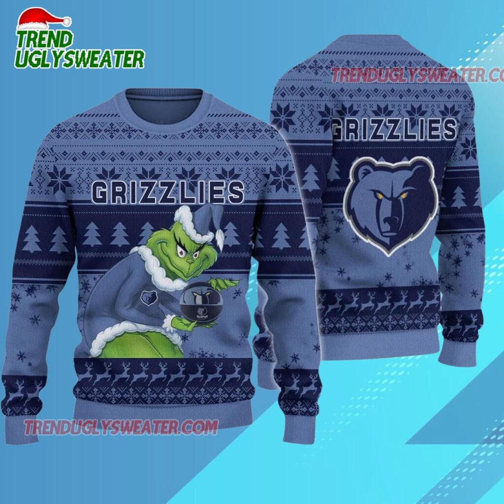 Memphis Grizzlies Grinch Stolen Ugly Christmas Sweater 1