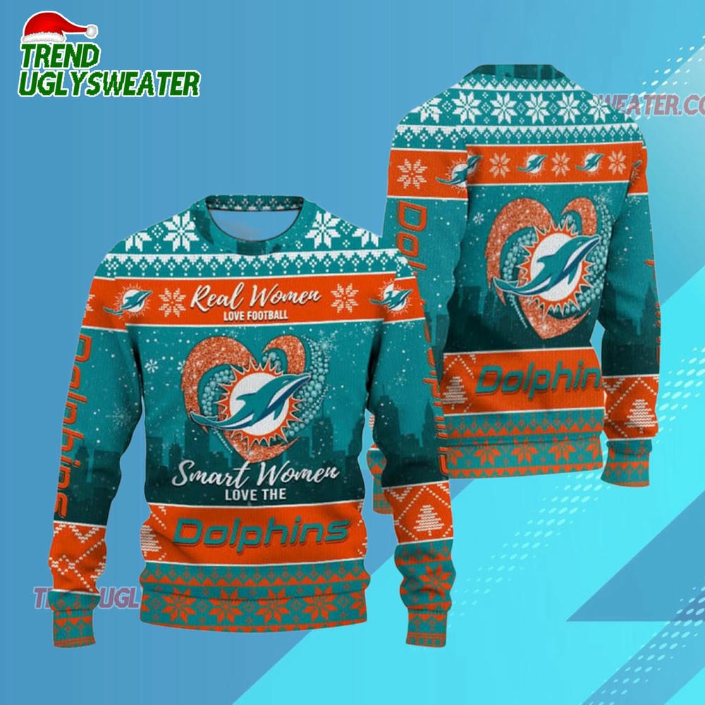 Miami Dolphins Real Women Love Football Ugly Christmas Sweater