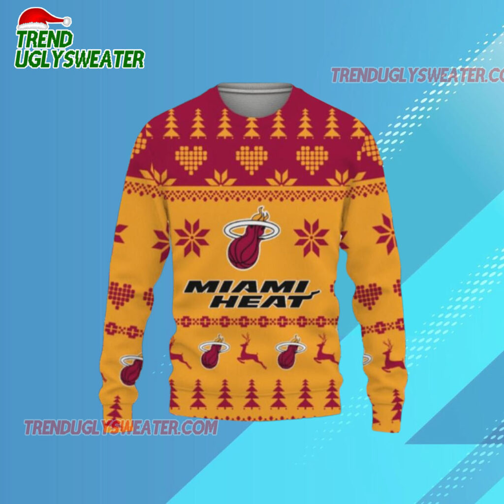 Miami Heat Festive Hoops Ugly Christmas Sweater 1