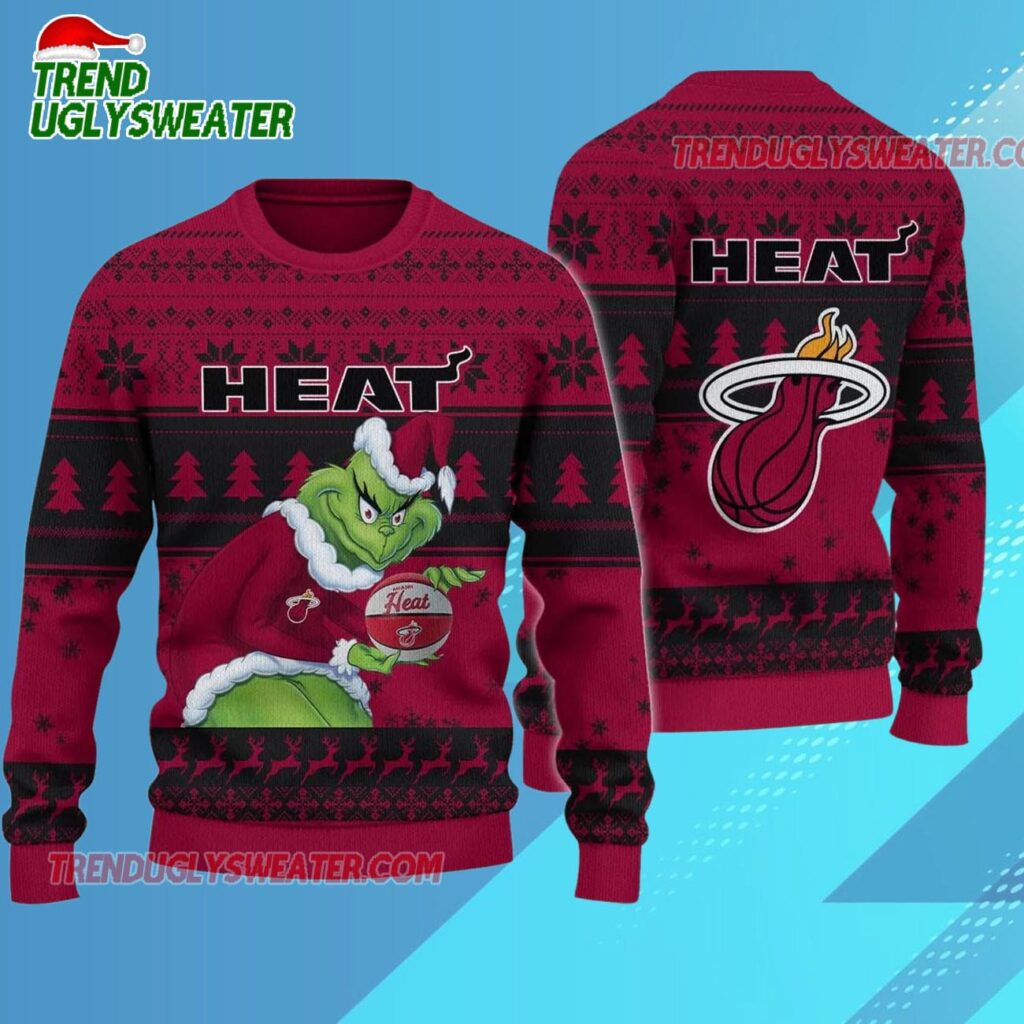 Miami Heat Grinch Stolen Ugly Christmas Sweater 1