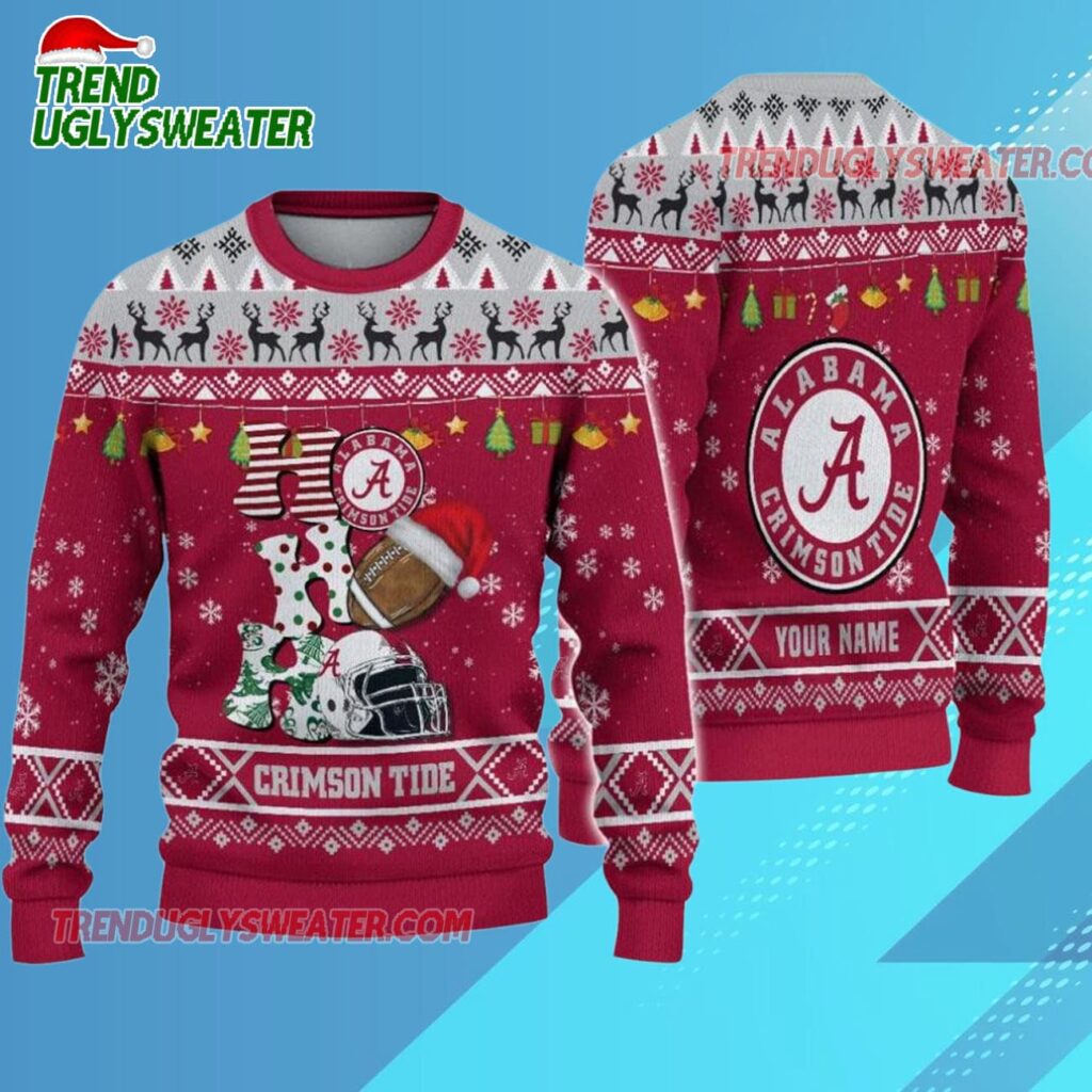 Ncaa Alabama Crimson Tide Football Ho Ho Ho Ugly Christmas Sweater 1