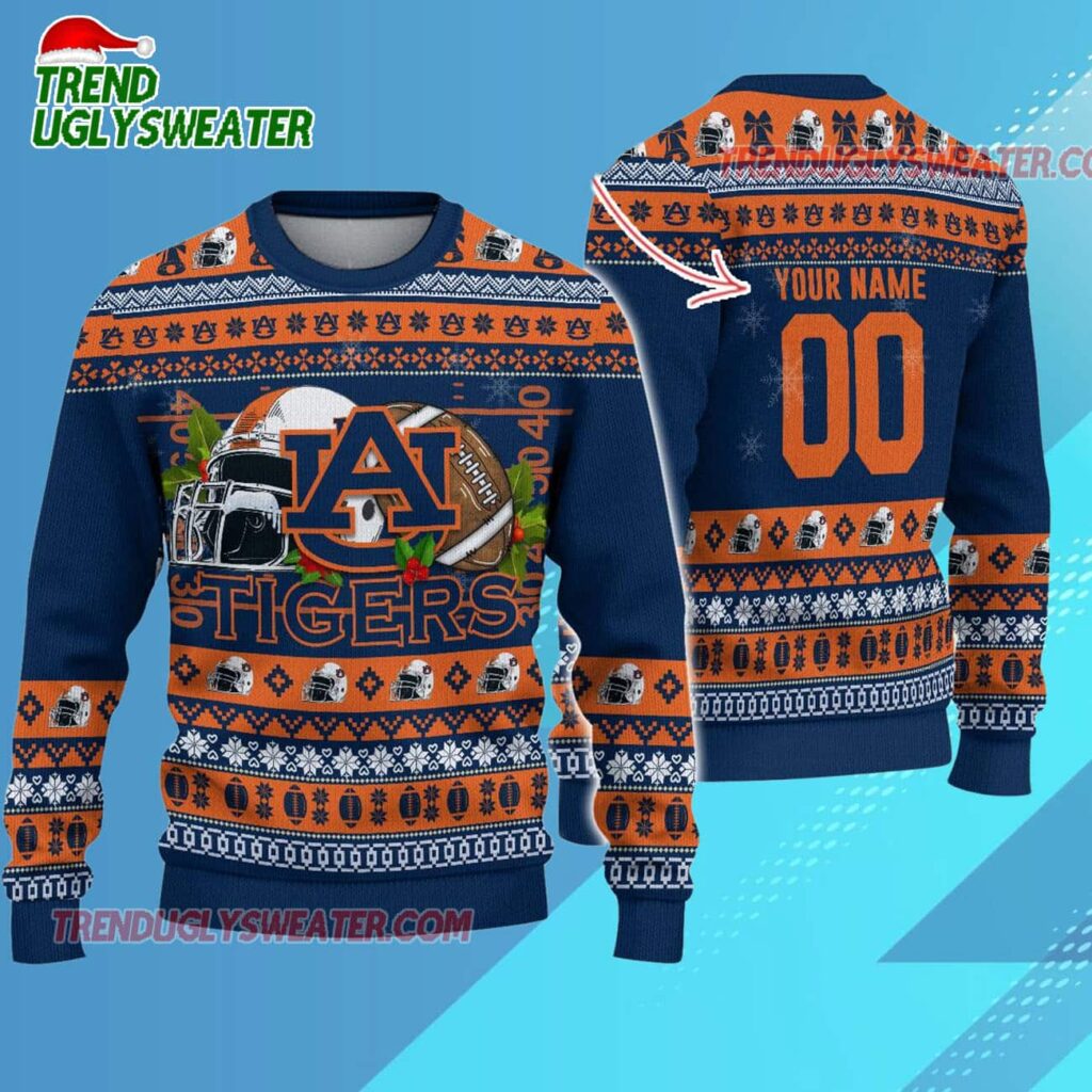 Ncaa Auburn Tigers Logo Team Football Custom Christmas Ugly Sweater 1