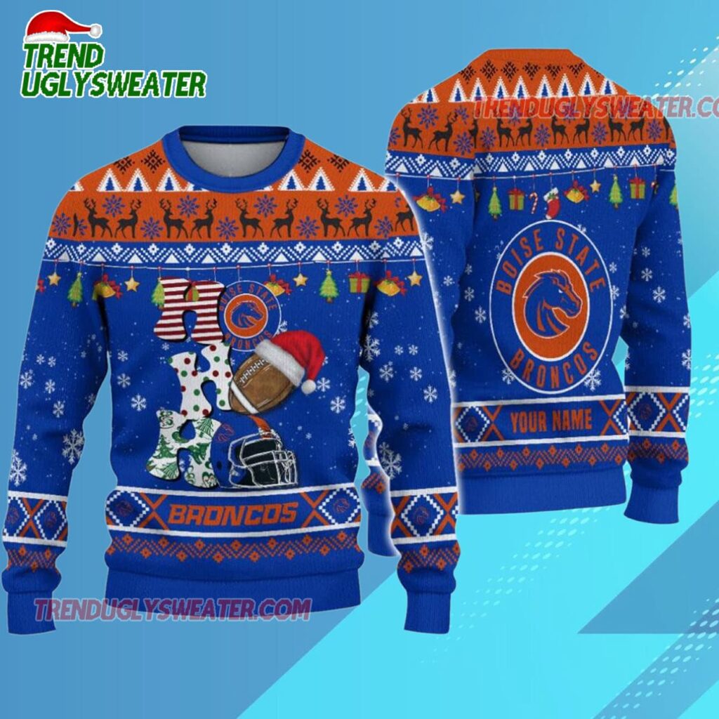 Ncaa Boise State Broncos Football Ho Ho Ho Ugly Christmas Sweater 1