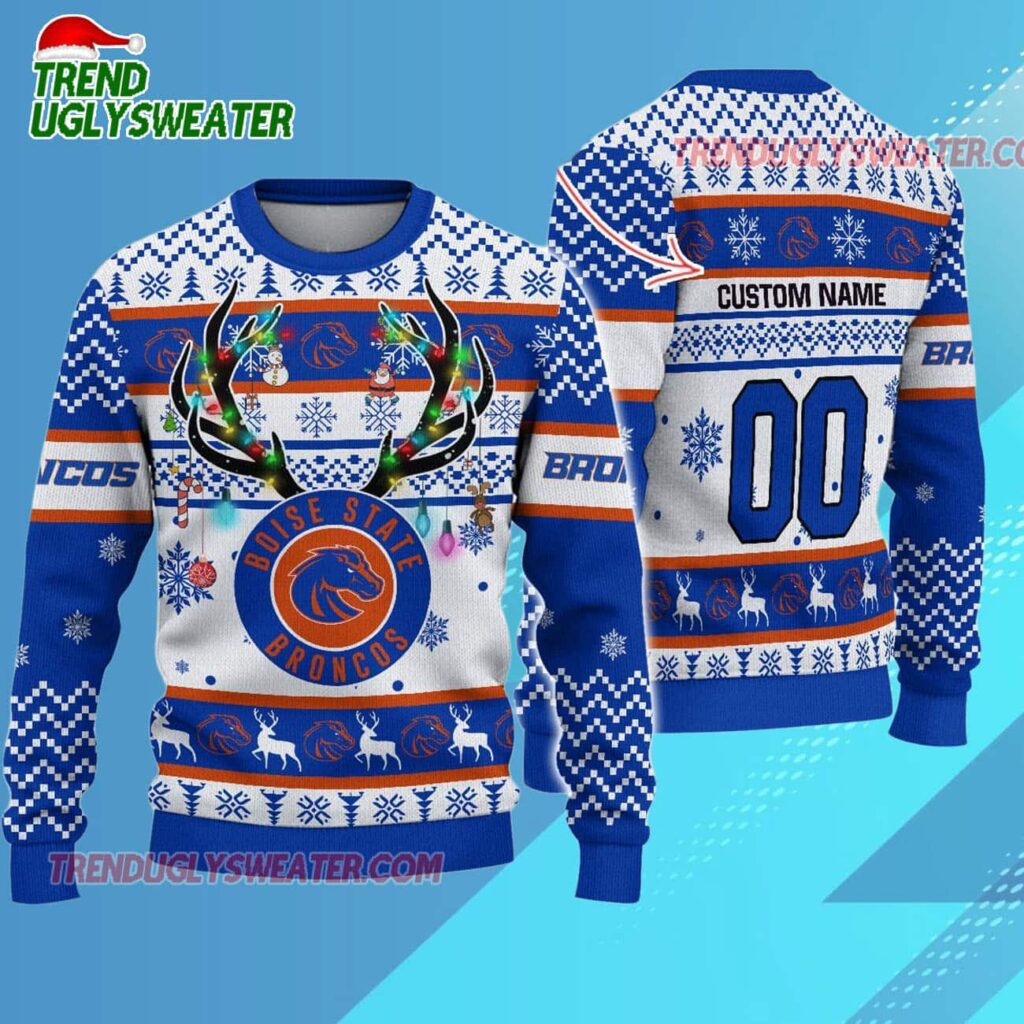 Ncaa Boise State Broncos Special Reindeer Light Ugly Christmas Sweater 1
