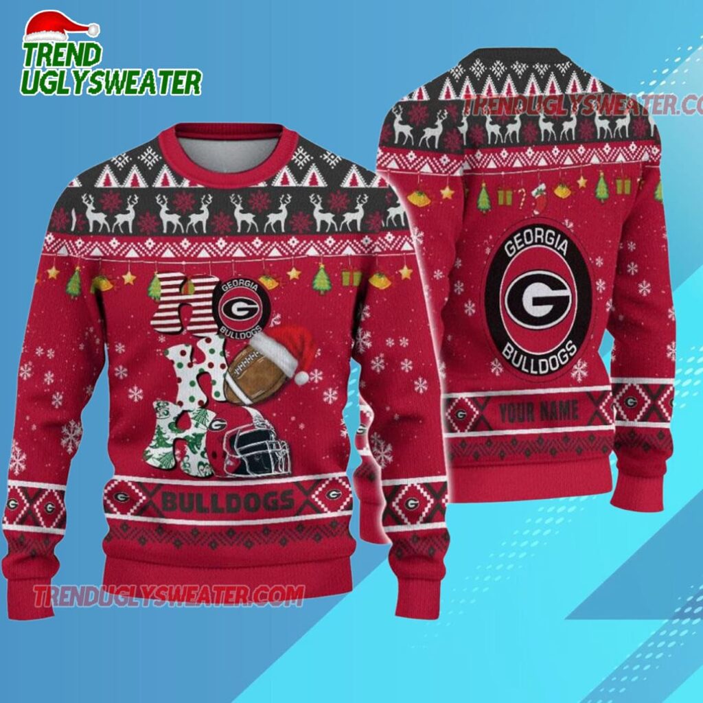 Ncaa Georgia Bulldogs Football Ho Ho Ho Ugly Christmas Sweater 1
