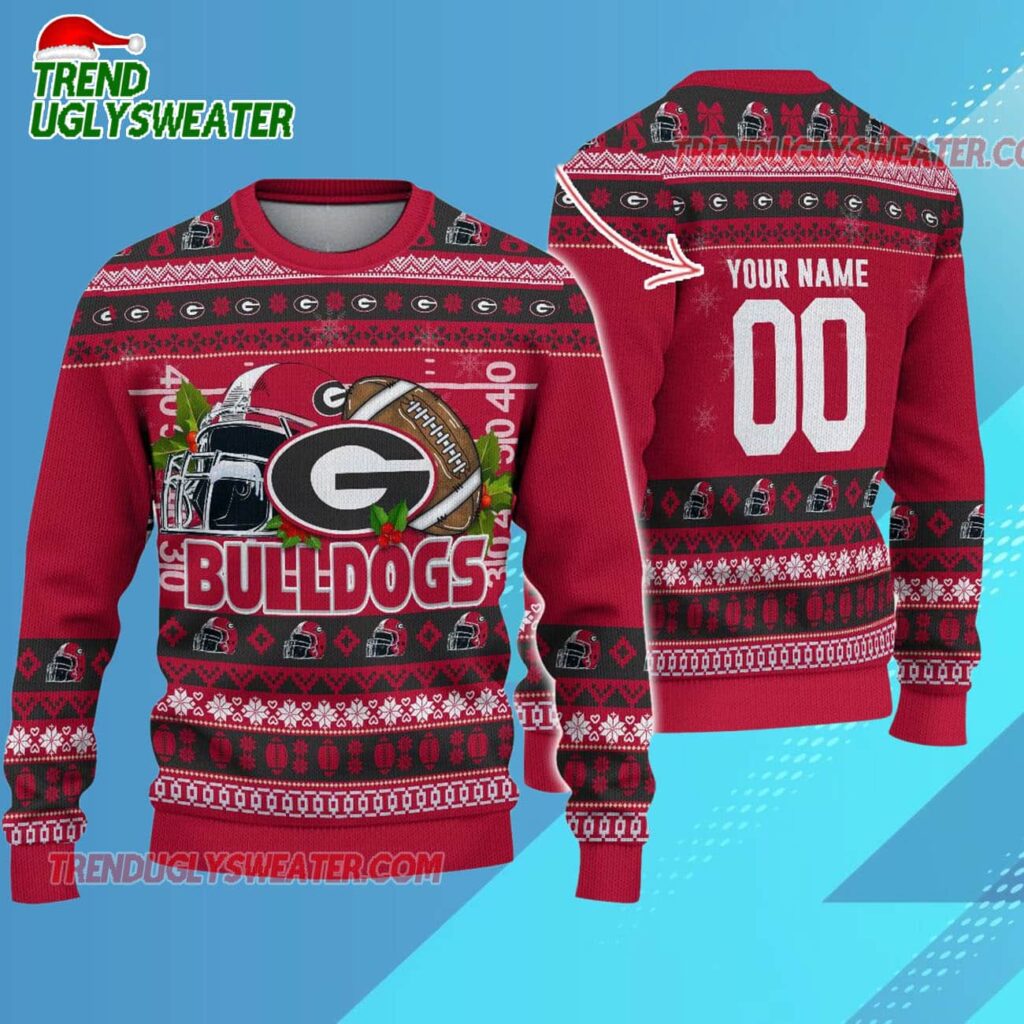 Ncaa Georgia Bulldogs Logo Team Football Custom Christmas Ugly Sweater 1