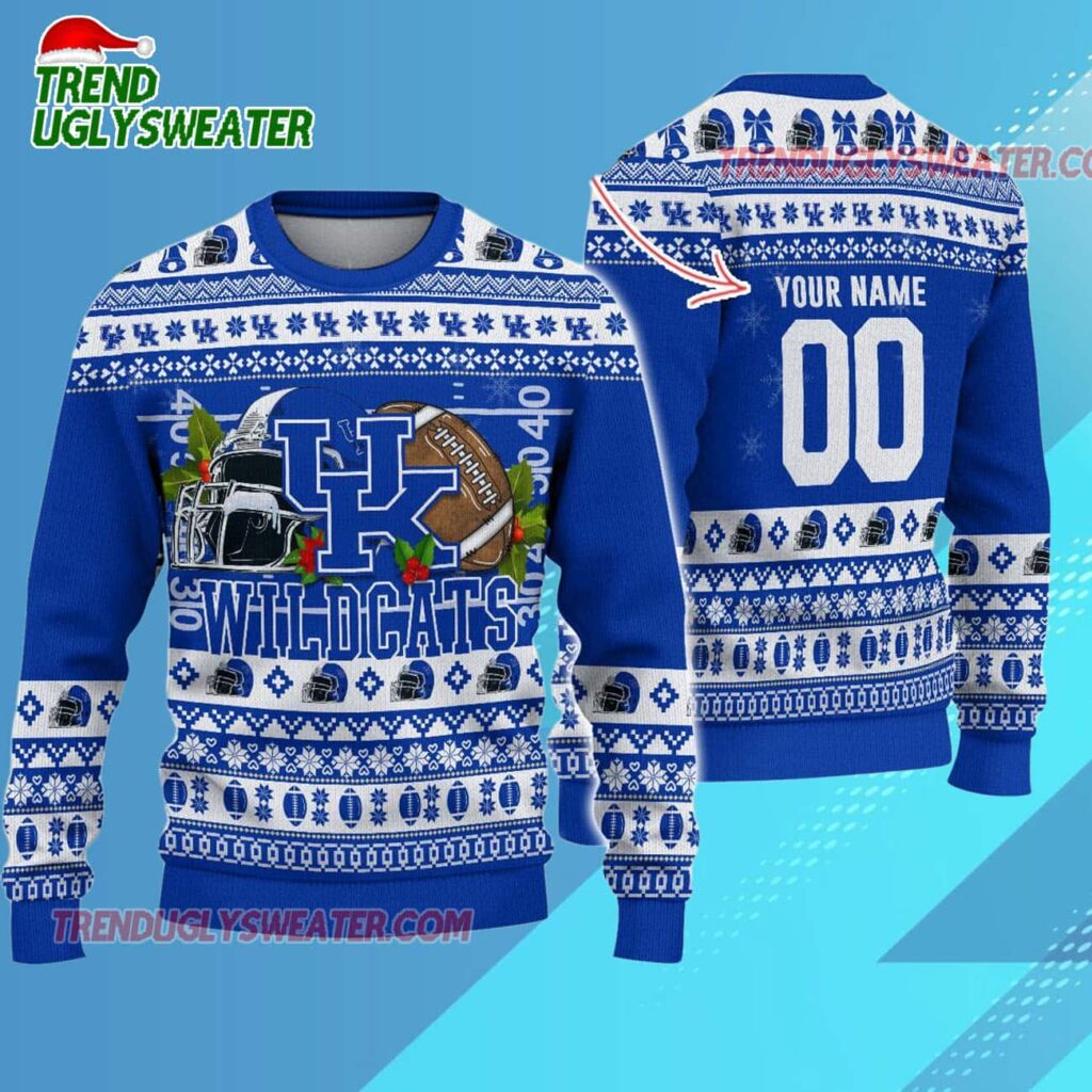 Ncaa Kentucky Wildcats Logo Team Football Custom Christmas Ugly Sweater 1