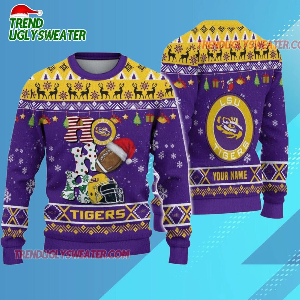 Ncaa Lsu Tigers Football Ho Ho Ho Ugly Christmas Sweater 1