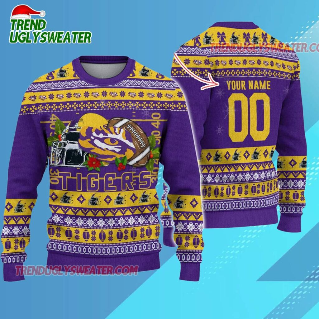 Ncaa Lsu Tigers Logo Team Football Custom Christmas Ugly Sweater 1