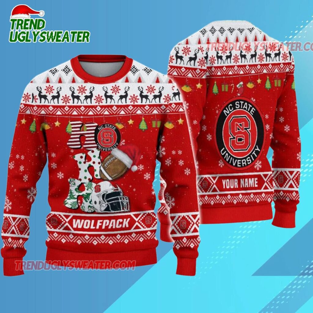 Ncaa Nc State Wolfpack Football Ho Ho Ho Ugly Christmas Sweater 1