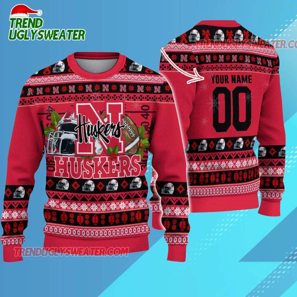 Ncaa Nebraska Cornhuskers Logo Team Football Custom Christmas Ugly Sweater 1