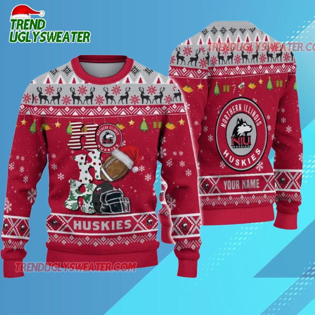 Ncaa Northern Illinois Huskies Football Ho Ho Ho Ugly Christmas Sweater 1