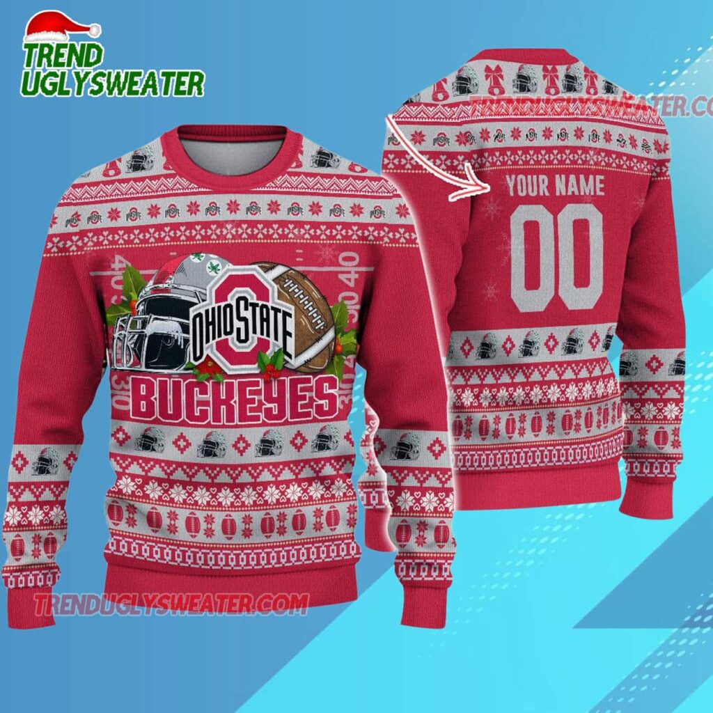 Ncaa Ohio State Buckeyes Logo Team Football Custom Christmas Ugly Sweater 1