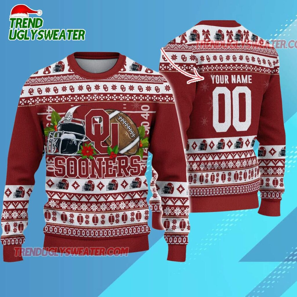 Ncaa Oklahoma Sooners Logo Team Football Custom Christmas Ugly Sweater 1