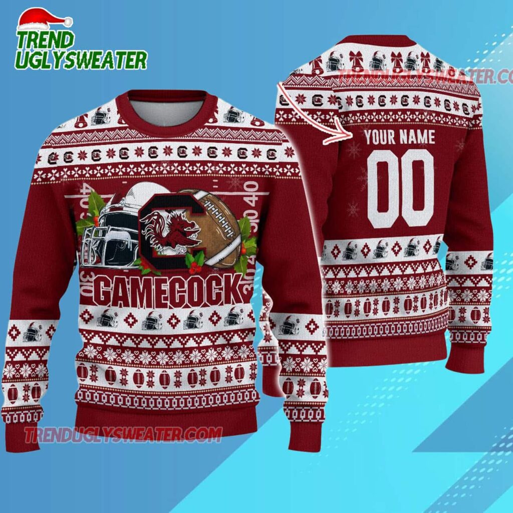 Ncaa South Carolina Gamecocks Logo Team Football Custom Christmas Ugly Sweater 1