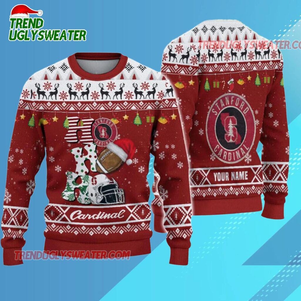 Ncaa Stanford Cardinal Football Ho Ho Ho Ugly Christmas Sweater 1