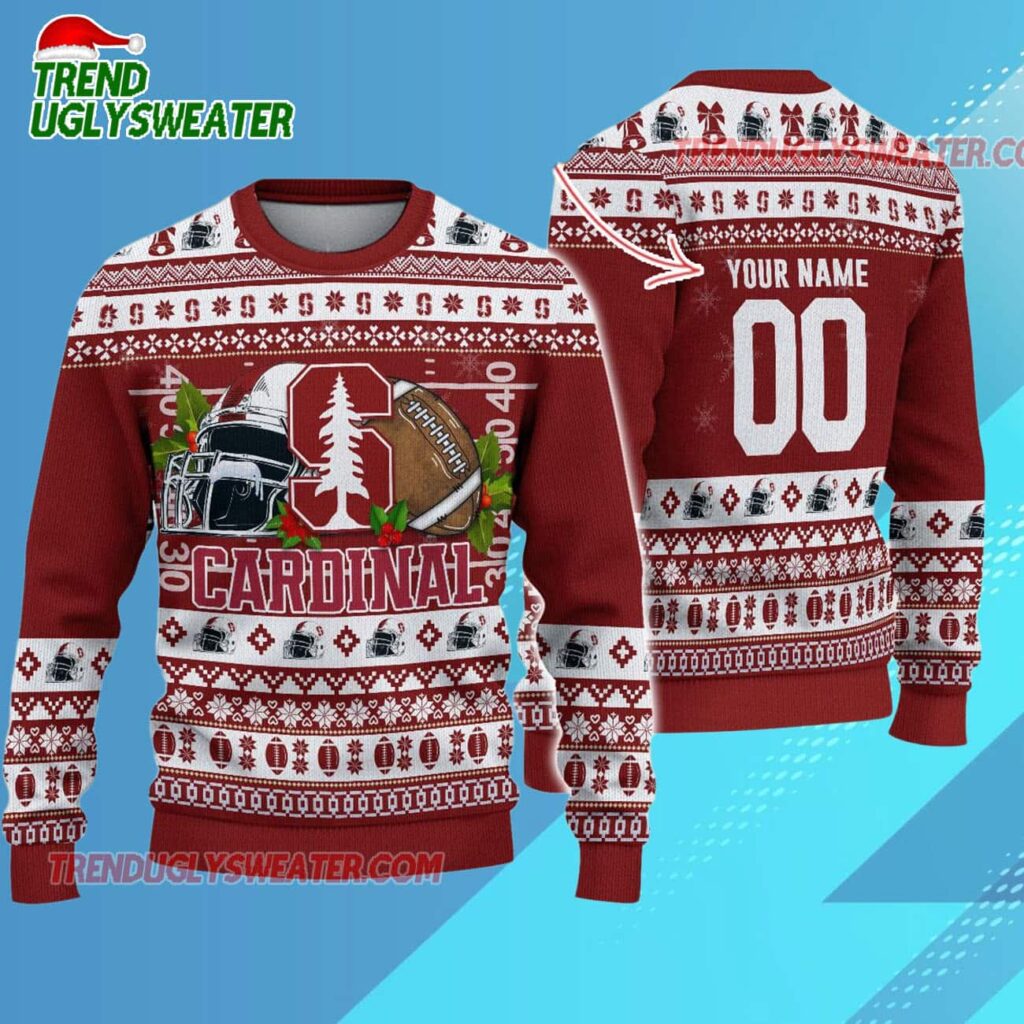 Ncaa Stanford Cardinal Logo Team Football Custom Christmas Ugly Sweater 1