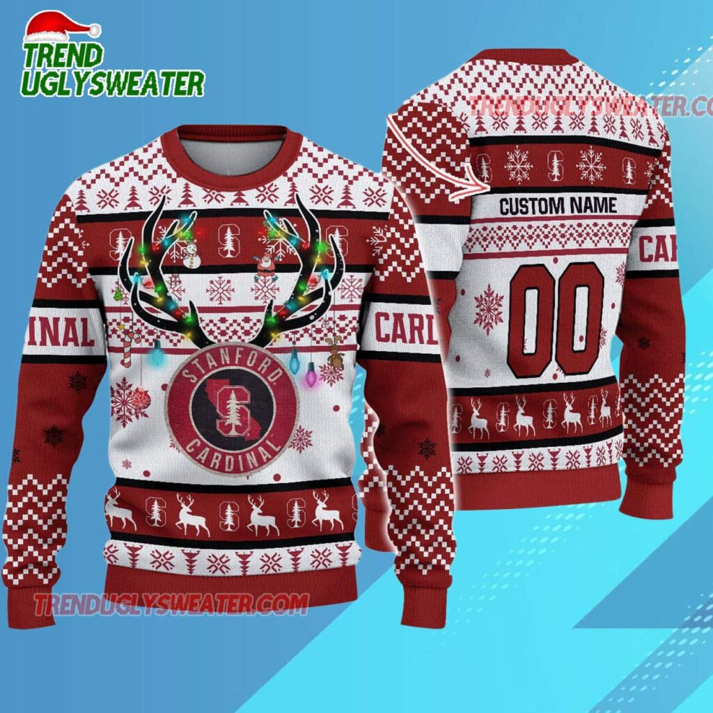 Ncaa Stanford Cardinal Special Reindeer Light Ugly Christmas Sweater 1