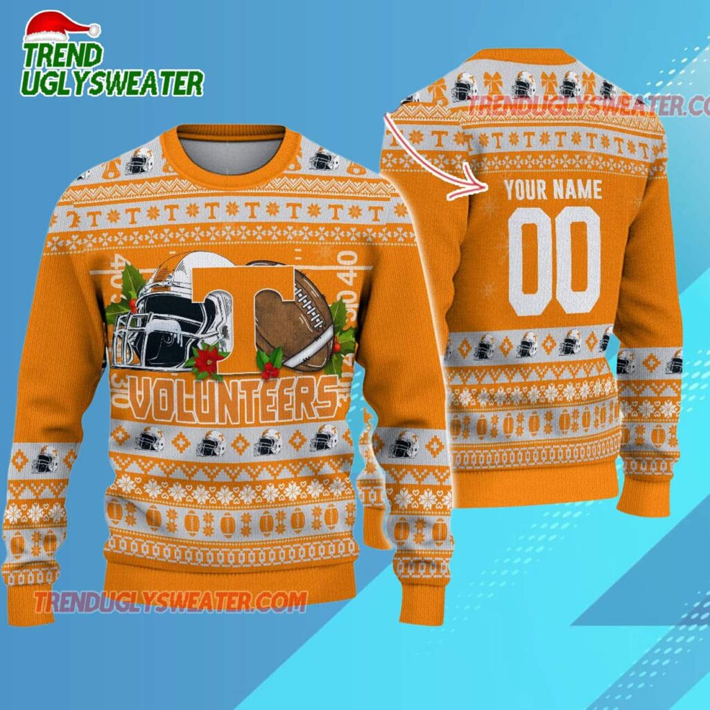 Ncaa Tennessee Volunteers Logo Team Football Custom Christmas Ugly Sweater 1